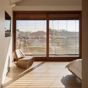 Business Bay wood textured blinds
